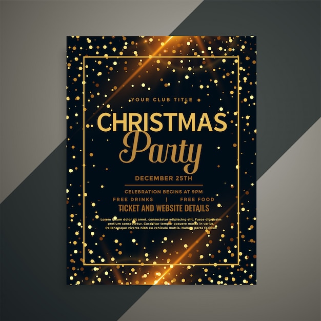 Free vector beautiful golden sparkles christmas flyer template