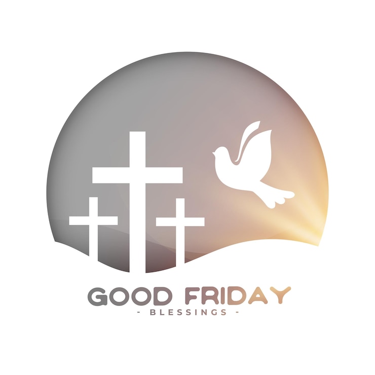 Free Vector beautiful good friday greeting card with cross and peace bird