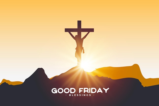 Free vector beautiful good friday spiritual background with crucifixion design