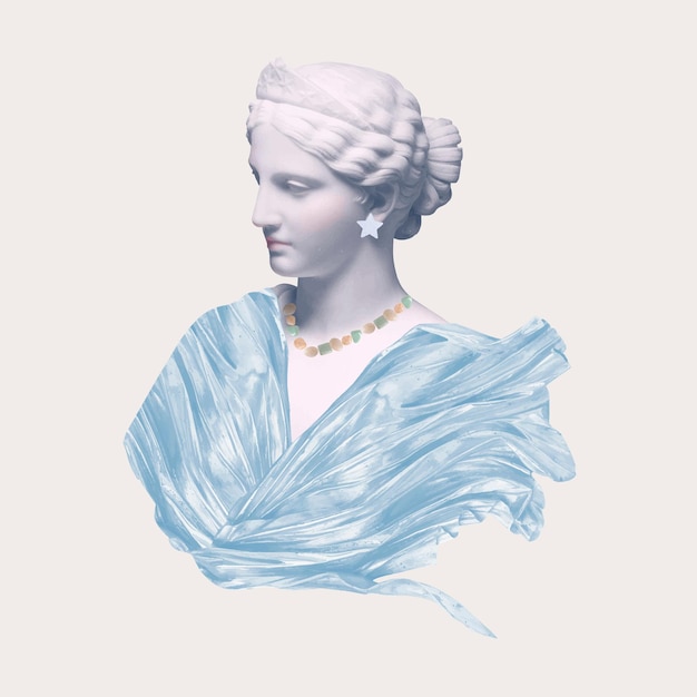 Free vector beautiful greek goddess statue aesthetic mixed media