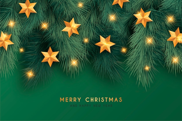 Beautiful Green Christmas background with ornaments