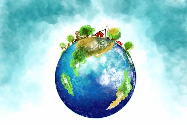 Beautiful green planet earth day concept background