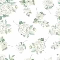 Free vector beautiful green roses seamless pattern