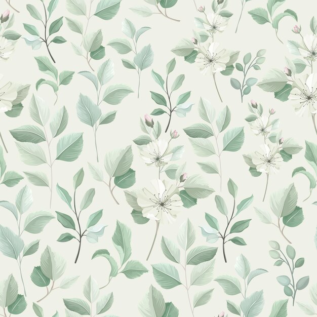 beautiful green roses seamless pattern