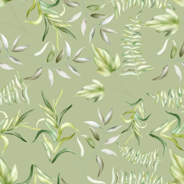 Free vector beautiful greenery leaves seamless pattern design