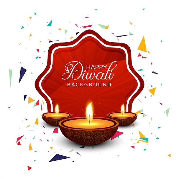 Vettore gratuito bella cartolina d'auguri per felice diwali festival