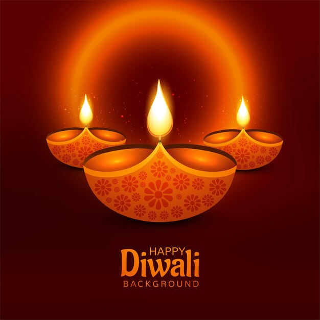 Beautiful greeting card happy diwali for indian festival background