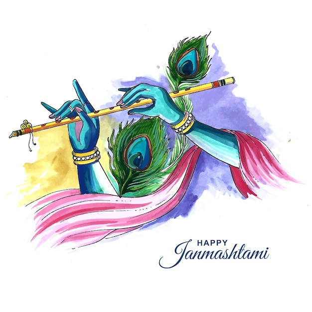 Beautiful greeting card for krishna janmashtami holiday background