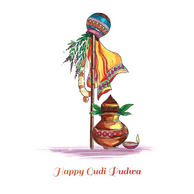 美しいグディパドワのお祝いインドのお祭りカードの背景