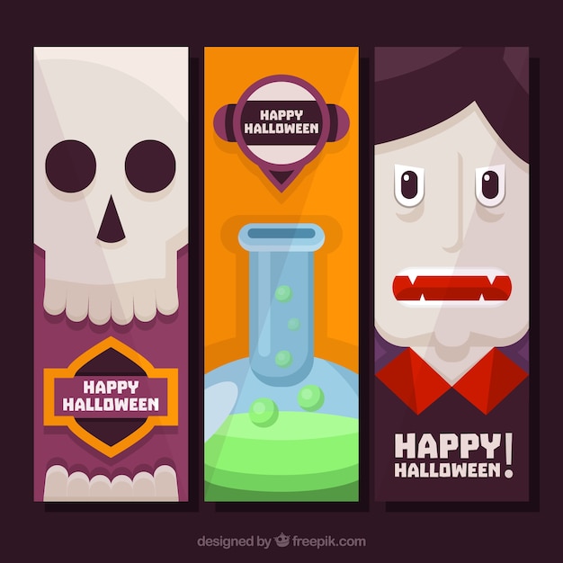 Beautiful halloween banners in flat style