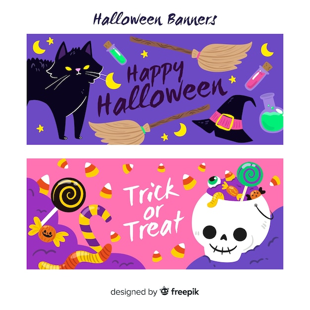 Бесплатное векторное изображение Красивые баннеры хэллоуина