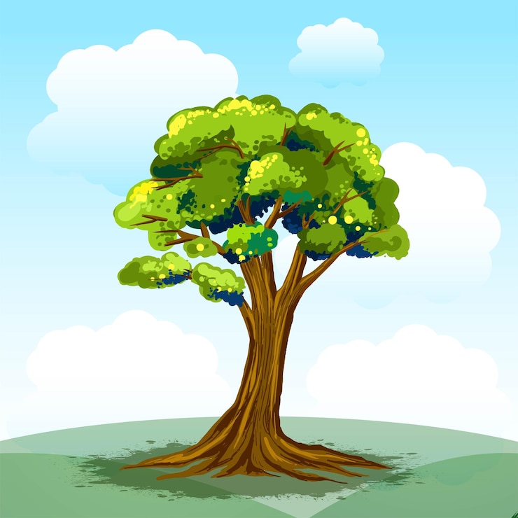 無料Vector 美しい手描きの風景の木の背景