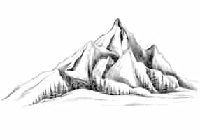 Free vector beautiful hand draw landscape with mountain sketch design