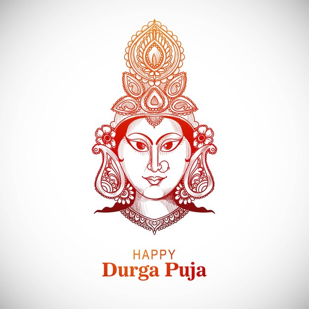 Durga Puja 축제를위한 아름다운 손 그리기 스케치