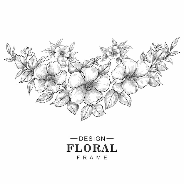 Free vector beautiful hand draw sketch wedding floral design