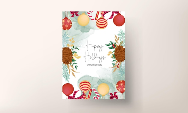 花のメリークリスマスカードのデザインを描く美しい手描き