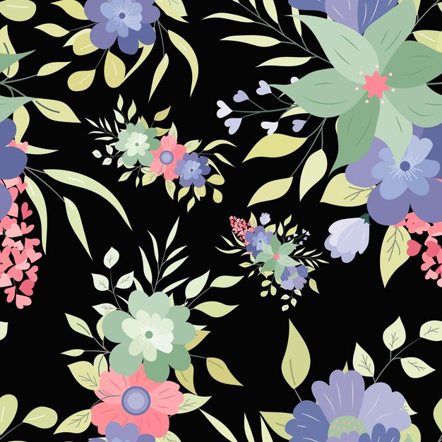 beautiful hand drawing floral seamless pattern