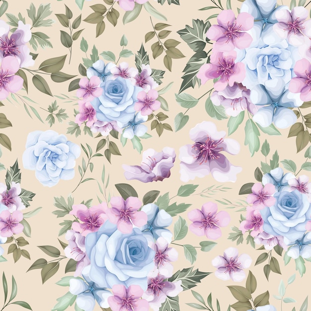 Free vector beautiful hand drawing floral seamless pattern