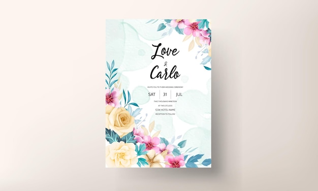 Beautiful Hand Drawing Flower Invitation Card – Vector Templates