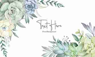 Free vector beautiful hand drawing watercolor succulent plant and flower background template