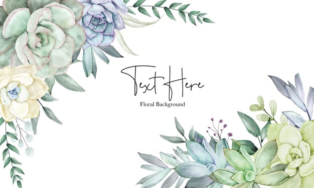 beautiful hand drawing watercolor succulent plant and flower background template