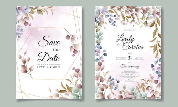 Beautiful hand drawing wedding invitation floral design