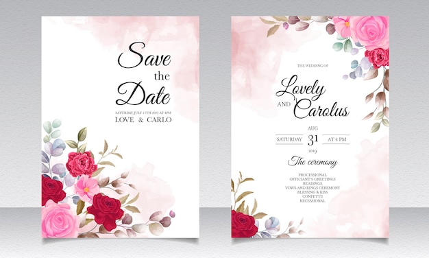 Free vector beautiful hand drawing wedding invitation floral design