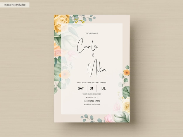 Beautiful hand drawing wedding invitation floral design