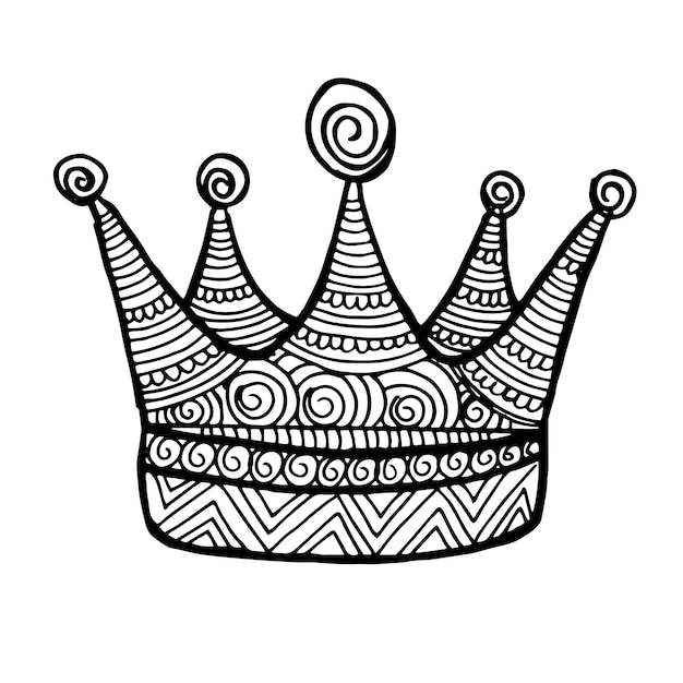 Beautiful Hand Drawn Black and white Crown