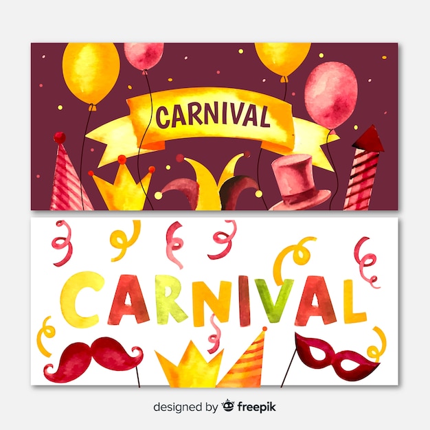 Beautiful hand drawn carnival banners