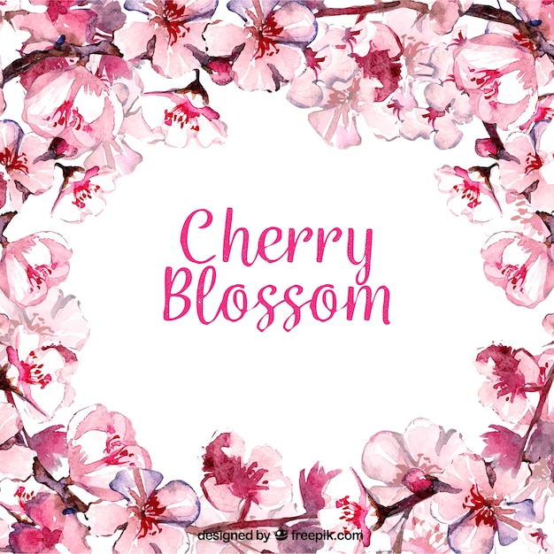 Beautiful hand drawn cherry blossom background