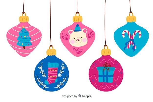 Free vector beautiful hand drawn christmas balls