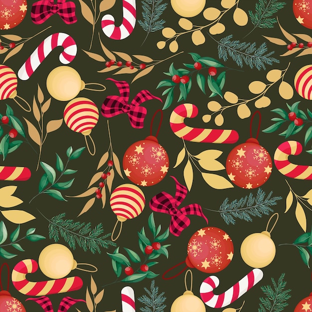 아름다운 손으로 그린 크리스마스 요소 패턴