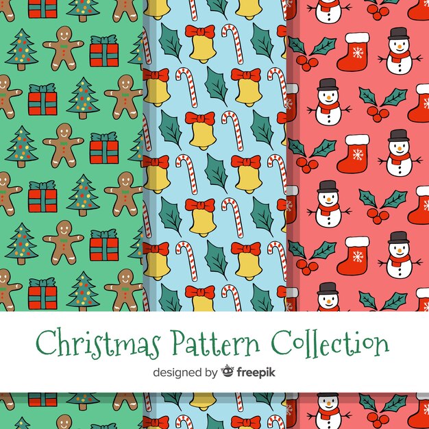 美しい手描きのクリスマスパターンコレクション