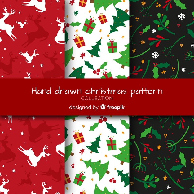 美しい手描きのクリスマスパターンコレクション