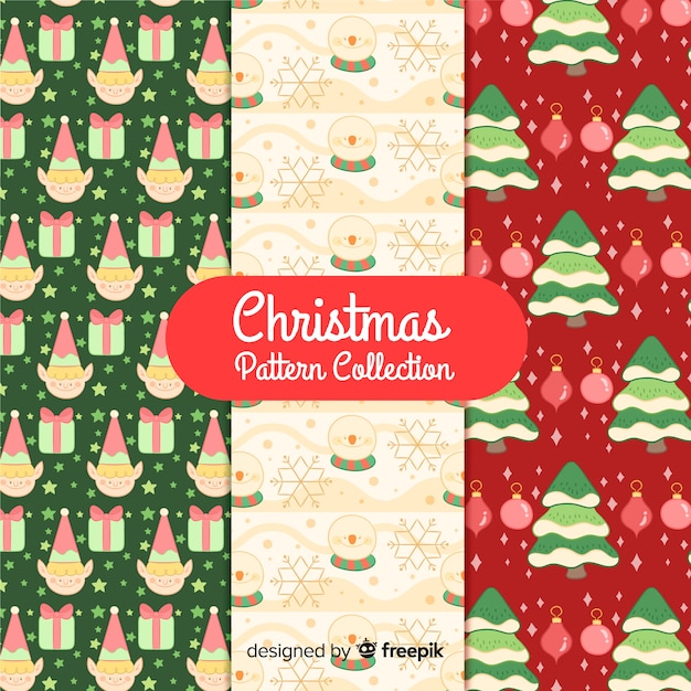 Beautiful hand drawn christmas pattern collection