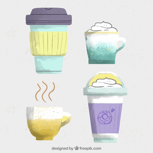 Free vector beautiful hand drawn coffee cup collection