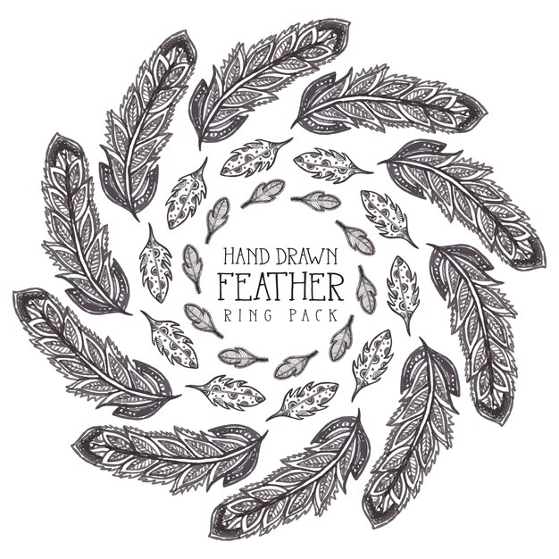 Free Vector beautiful hand drawn feather ring