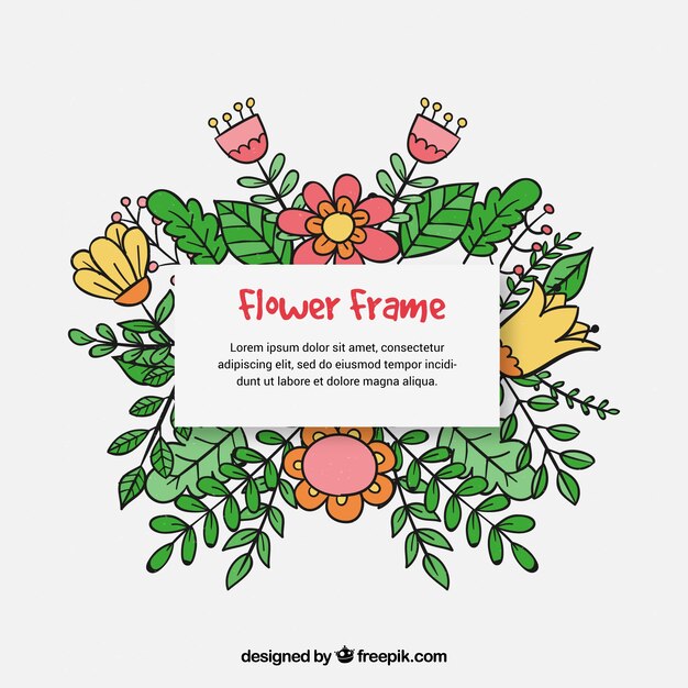 Beautiful hand drawn floral frame background