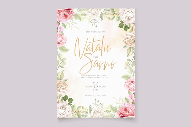 beautiful hand drawn floral invitation card set