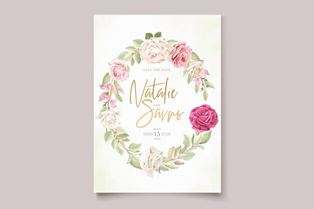 beautiful hand drawn floral invitation card set