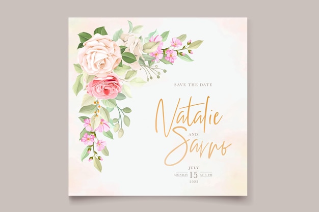 Free vector beautiful hand drawn floral invitation card set