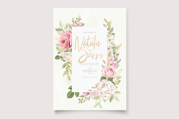 beautiful hand drawn floral invitation card set