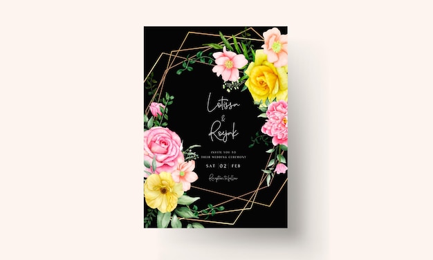 Красивая рисованная цветочная акварель свадебный набор пригласительных билетов