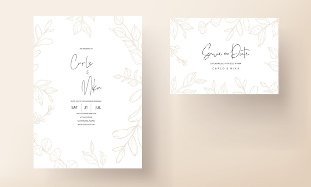 beautiful hand drawn floral wedding invitation card template