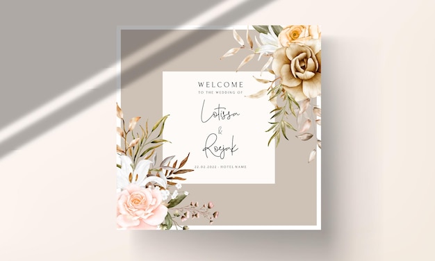 Free vector beautiful hand drawn flower wedding invitation card set