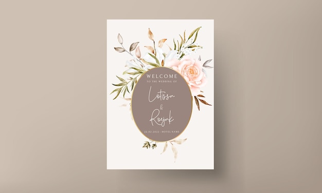 Beautiful hand drawn flower wedding invitation card set