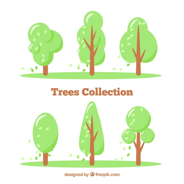 Free Vector beautiful hand-drawn green trees