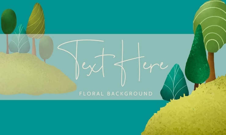 Free Vector beautiful hand drawn greenery scenery and tree background