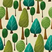 Free vector beautiful hand drawn greenery scenery and tree pattern